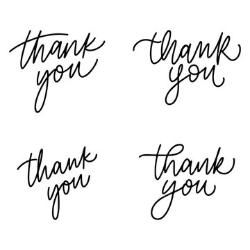Thank you set  brush vector lettering. Thank you handwritten vector calligraphy.