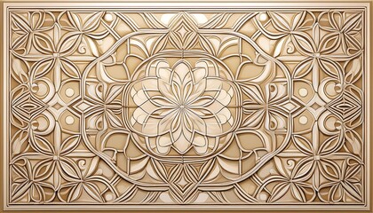 Aufkleber -  This design features a beige Oriental pattern with repeated geometric arabesque motif and t_1(1751)