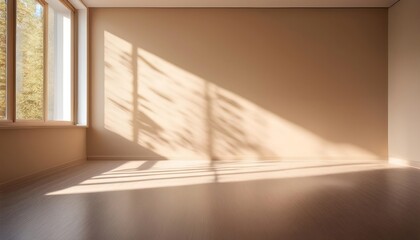 Poster -  Soft light shines through a window onto a beige wall, casting long shadows and illumina_1(1673)