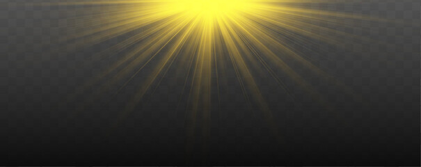 Wall Mural -  Glow light star, yellow sun rays, gold glare bokeh.	Sparkle sun rays. Sunbeams special lens flare. Golden star. Vector