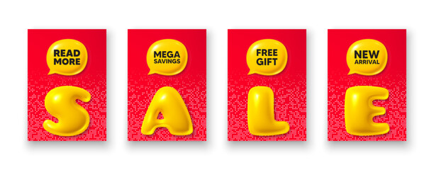 Poster - poster templates with 3d sale text. read more tag. navigation sign. get description info symbol. rea