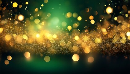 Aufkleber -  Golden abstract lights shine on dark backgrounds with green gold bokeh effect, evoking _1(1269)