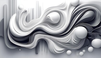 Poster -  Abstract liquid shapes form a futuristic banner against a white background in various shade_1(798)