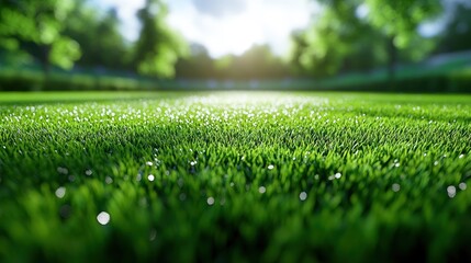 Wall Mural - Lush green grass with sun rays in background.