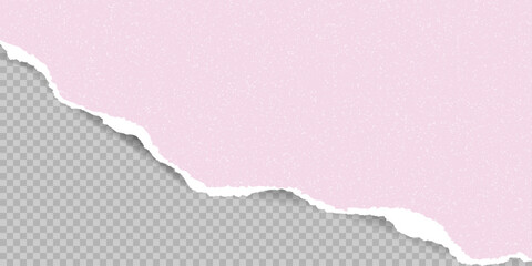 Poster - Realistic Ripped Pink paper Sheet background. Torn edge with shadow. Grain texture. Copy space. Modern Template for Banner header Poster Business Design. Vector illustration