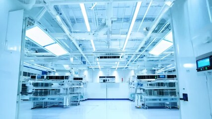 Poster - Dolly Shot in a Bright Semiconductor Cleanroom Generative AI