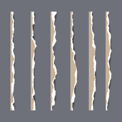 Poster - Torn edge paper stripes Set. Realistic rectangle Cardboard Pieces for design. Template for modern Collage, social media, layered backgrounds, notes, memo effects, poster