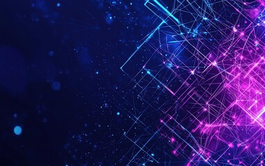 Poster - colorful abstract digital artwork featuring glowing lines and particles against a dark background, c