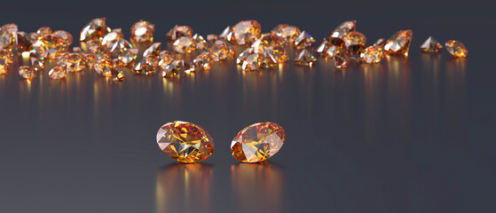 Poster - Brown diamond topaz Gem placed on glossy background 3d rendering soft focus	
