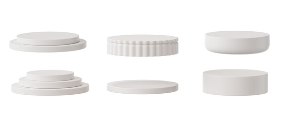 Poster - White podium set pack isolated background 3d rendering	
