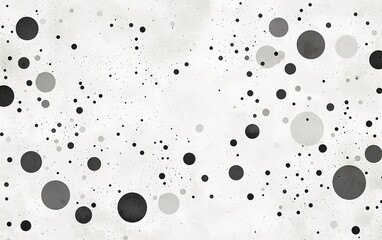 Poster - Abstract monochrome pattern with scattered circles on a light background creating a visually stimulating texture for design projects