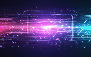 Poster - Abstract digital background featuring vibrant lines and lights in blue, pink, and purple hues illustrating technological progress
