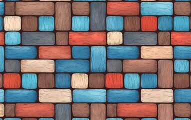 Poster - Colorful textured blocks arranged in a patterned layout, showcasing various shades in a creative design