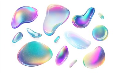 Poster - Colorful abstract shapes with a glossy finish illuminated by soft light creating a vibrant display of hues