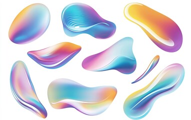 Poster - Colorful abstract shapes with smooth textures showcasing vivid gradients in a contemporary design style