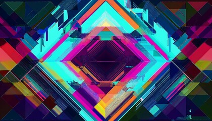 Poster -  A digital abstract geometric background with a modern art concept involving a bright and co_1(186)