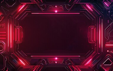 Poster - Futuristic digital background with neon lights and circuit patterns in a dark setting, ideal for tech-related themes and designs