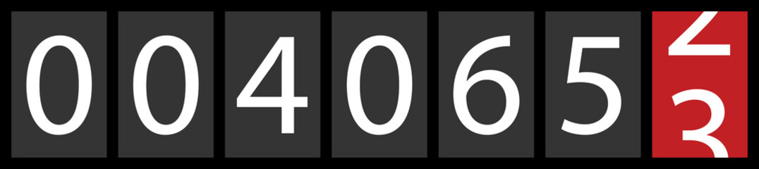 Electric counter. Electric meter with numbers. Display of odometer. Counter of kilowatt energy. Dial with watt. Gauge panel of device. Vector.