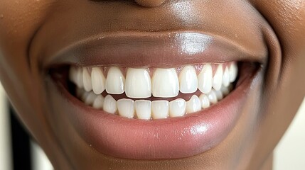 Sticker -   A close-up photo of a woman brushing her teeth