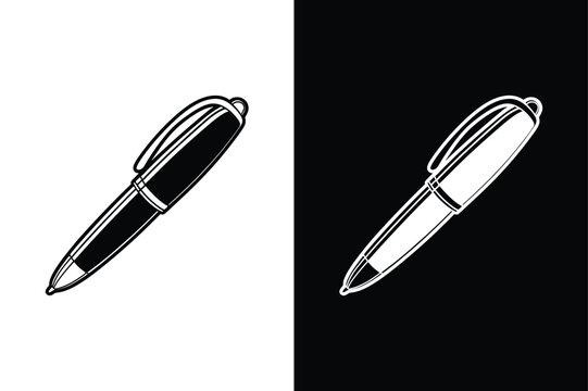 Pen flat icon or pen ink vector stock isolated vector icon illustration on white background.