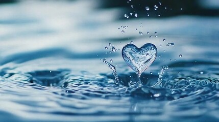 Canvas Print -   A floating heart with a droplet falling from it over water