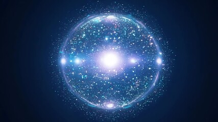 Poster - Mesmerizing Energy Sphere Formed by Particles in Dark Space Generative AI