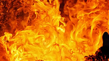 Poster - Vivid Orange Flames Create a Fantastic Fire Explosion at Night Generative AI