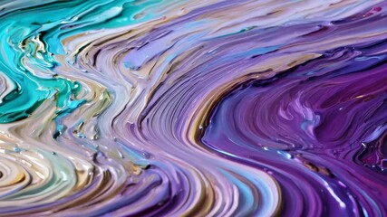 Aufkleber - Abstract Liquid Painting Texture Showcasing Vibrant Colors in Closeup Generative AI