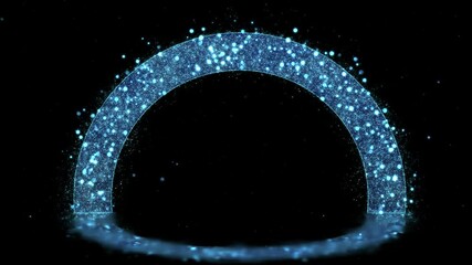 Wall Mural - Blue Particles Arc Frame with Reflection Floor, Alpha Channel, Loop Background