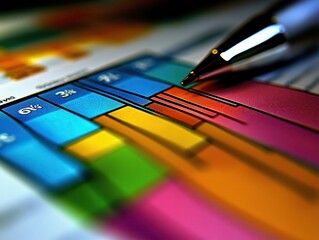 Poster - Close-up of Colorful Graph with Pen.