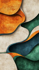 Poster - Abstract vertical social media banner India Republic Day design with curved, ribbon-like shapes in saffron and green flowing across a neutral background, with scattered blue Ashoka Chakra elements.