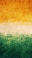 Poster - Patriotic vertical social media banner India Republic Day background featuring a gradient from saffron to green, with a central white band displaying a subtle abstract Ashoka Chakra design.
