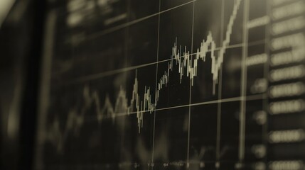 Poster - A close-up of a stock market chart displaying fluctuating trends and data.