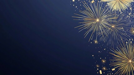 Poster - Elegant New Year Celebration Blue Background with Gold Fireworks : Generative AI