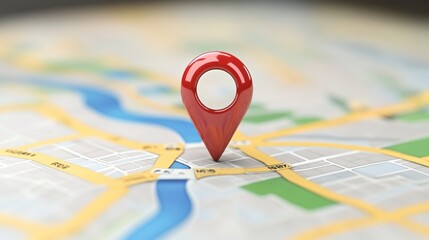 Poster - A red location pin on a map, indicating a specific place or destination.