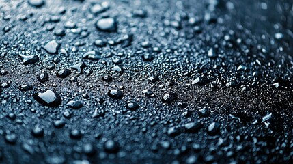 Wall Mural -   Black surface with water droplets and light blue sky