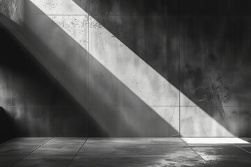 Poster - Geometric black white abstract background with sharp angles and light shadows