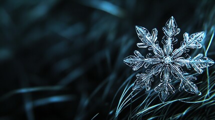 Wall Mural -   A close-up of a snowflake with snowflakes resembling hair on its head