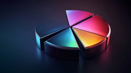 Fototapete - Abstract Colorful Pie Chart Render with Glossy Finish and Vibrant Light Reflections Showcasing Modern Design Aesthetics and Digital Artistry for Creative Industries