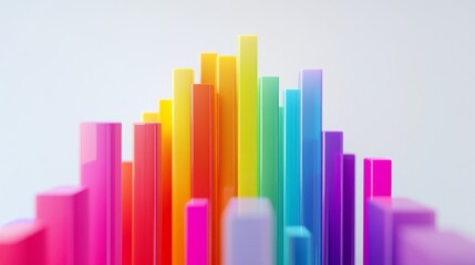 Poster - Colorful Abstract Bars in Vertical Arrangement with Gradient Shades Representing Data Visualization and Creative Design Concepts in Bright Tones