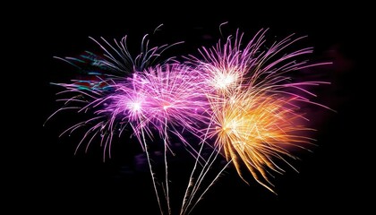 Wall Mural - New Years fireworks with vibrant colors, dynamic movement, night sky, festive atmosphere