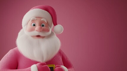 Wall Mural - 3D illustration of Santa Claus character on a pink background