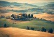 © wafi - travel illustration tree design countryside vignetting image alian cypress olive rural view booklet watercolor tuscany artist hills farm card trip landmark hill drawing landscape wallpaper tourtouri