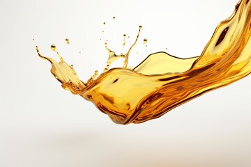 Poster - Golden liquid splashes artistically against a minimalist background. Generative AI