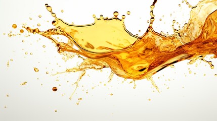 Poster - Vibrant golden liquid splashes dramatically against a white backdrop. Generative AI