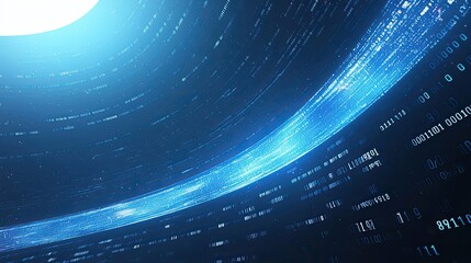 Poster - Abstract Digital Data Stream with Binary Code and Glowing Blue Lines
