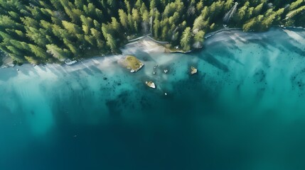 digital technology forest and blue lake poster web page background