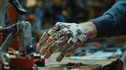 Poster - A Close-Up of a Mechanical Hand Interacting with an Object