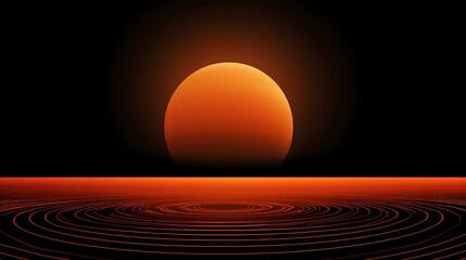 Wall Mural - digital technology space orange planet poster background