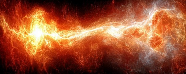 Poster - Dynamic Abstract Energy Flow with Fiery and Cool Elements, Representing Motion, Power, and Creativity in a Vivid and Striking Color Palette of Orange and Blue Hues